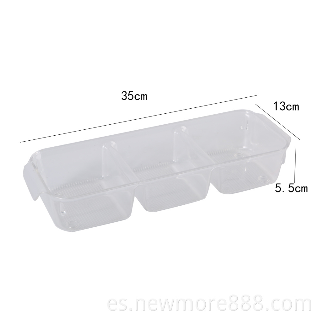 Transparent 3 Compartment Refrigerator Container Drawer Tray